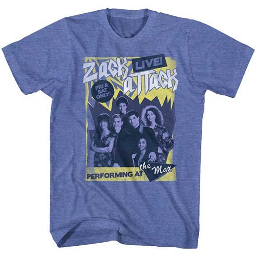 MEN'S SAVED BY THE BELL ZACK ATTACK LIVE LIGHTWEIGHT TEE - Blue Culture Tees