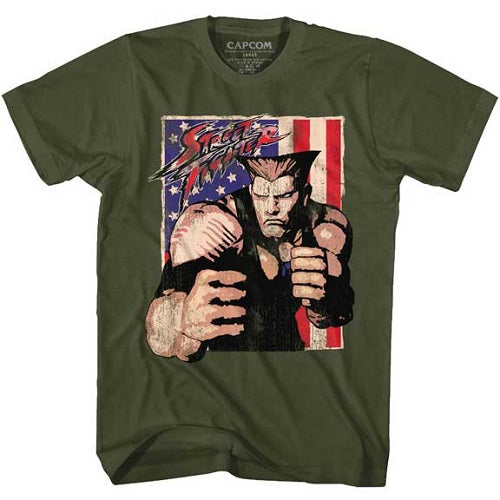 Men's Street Fighter Guile With Flag Lightweight Tee