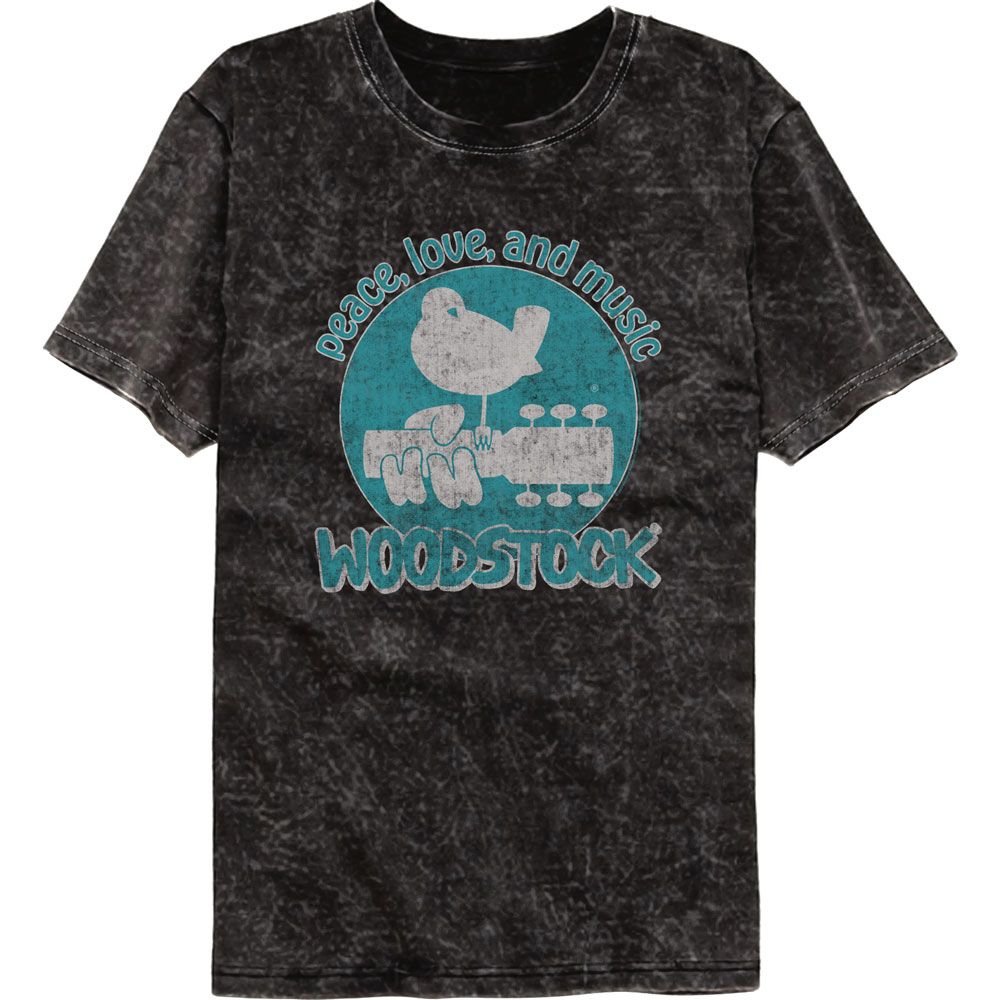 Woodstock Peace Love And Music Mineral Wash T-Shirt