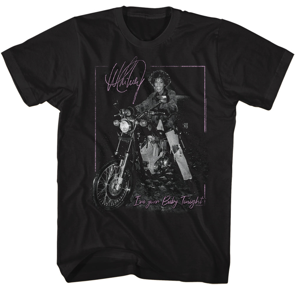 Whitney Houston Motorcycle T-Shirt Blue Culture Tees