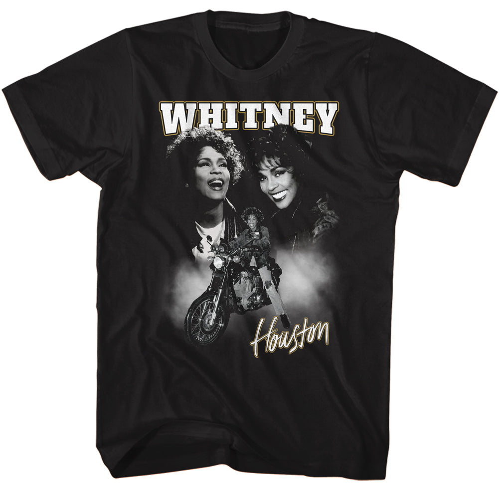 Whitney Houston Motorcycle Collage T-Shirt Blue Culture Tees