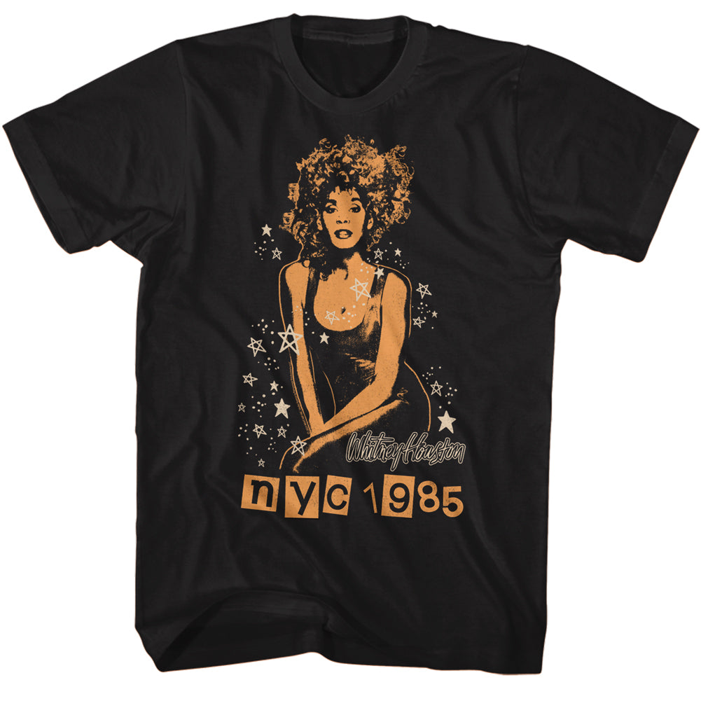 Whitney Houston NYC 1985 Stars T-Shirt Blue Culture Tees