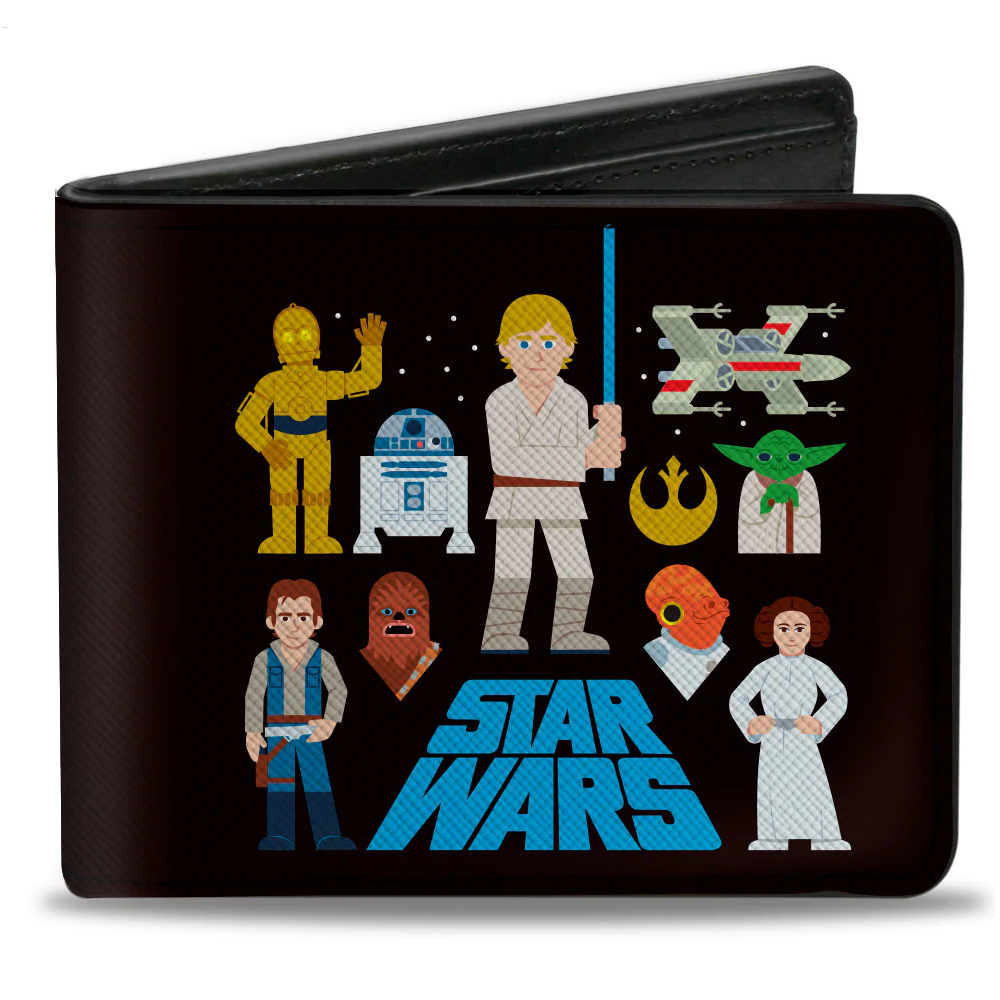 Star Wars Classic Characters And Icons Collage Bi-Fold Wallet Blue Culture Tees
