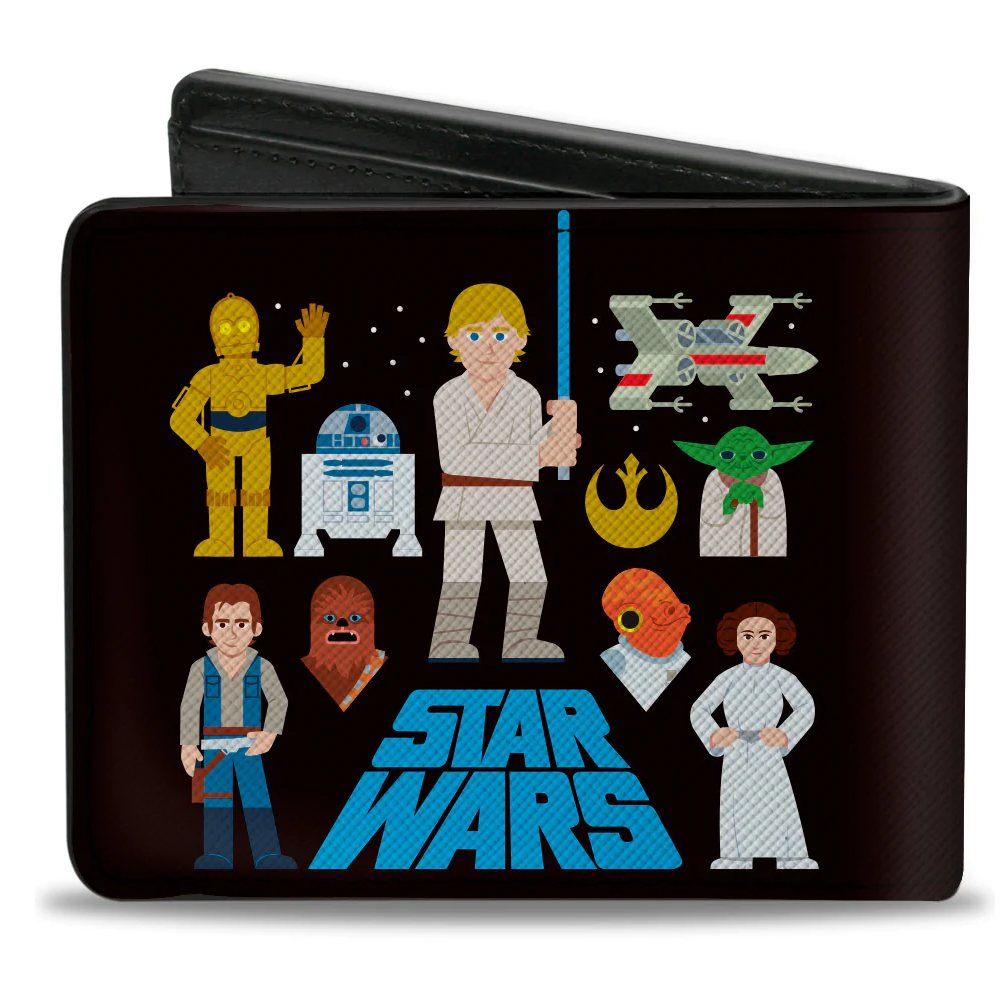 Star Wars Classic Characters And Icons Collage Bi-Fold Wallet Blue Culture Tees