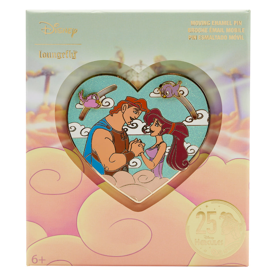 Loungefly Disney Hercules 25th Anniversary Hercules and Megara Sliding Pin Box LE 1000