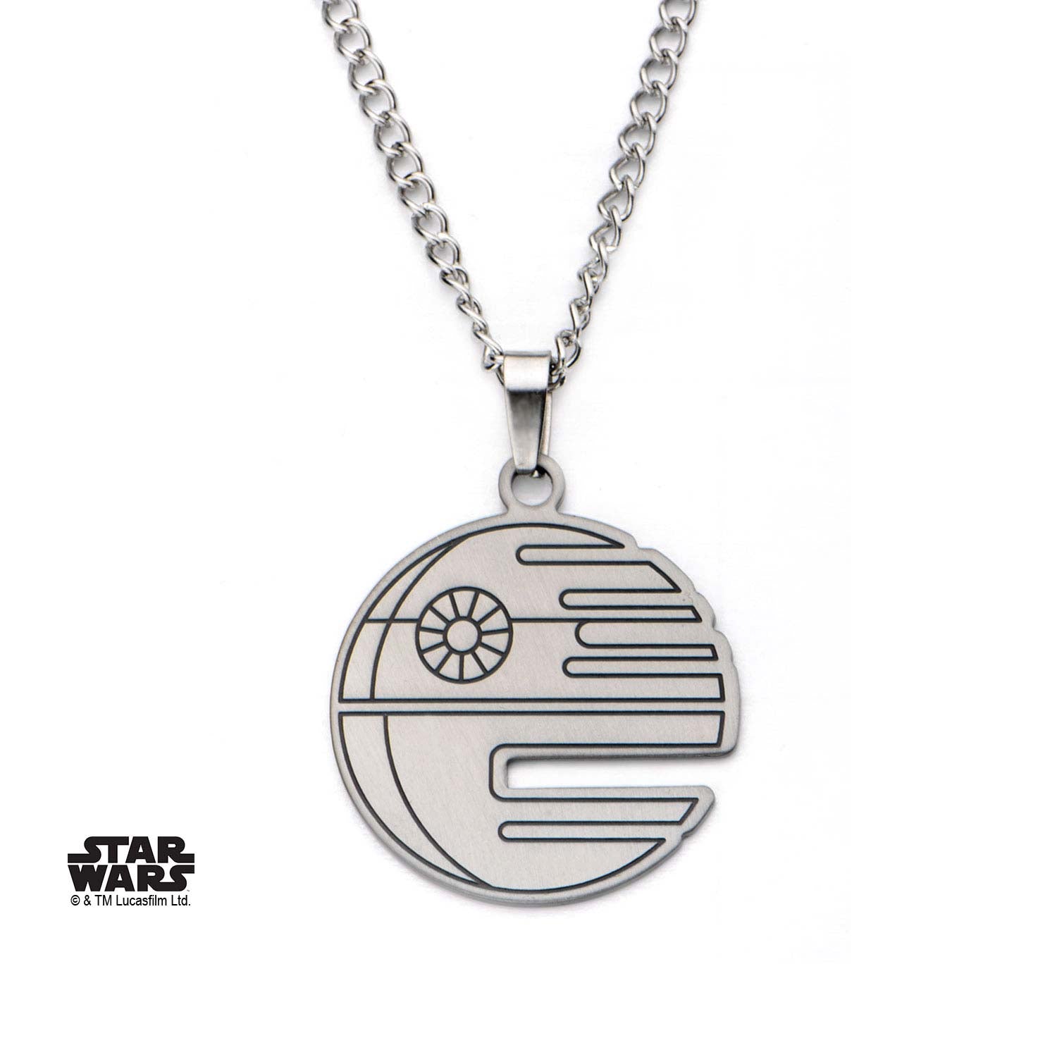 Star Wars Death Star 18" Flat Cut Out Stainless Steel Pendant Necklace