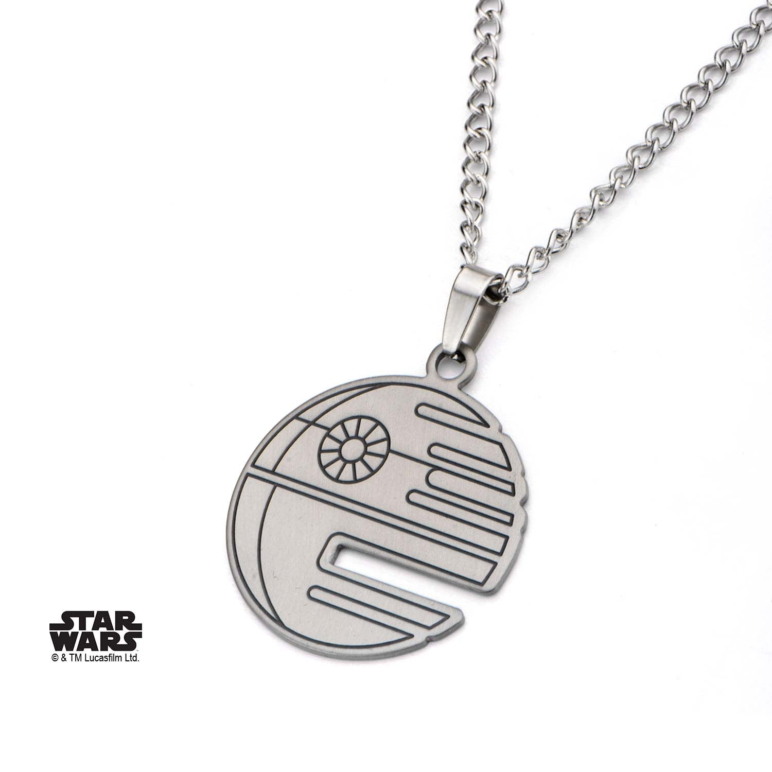 Star Wars Death Star 18" Flat Cut Out Stainless Steel Pendant Necklace