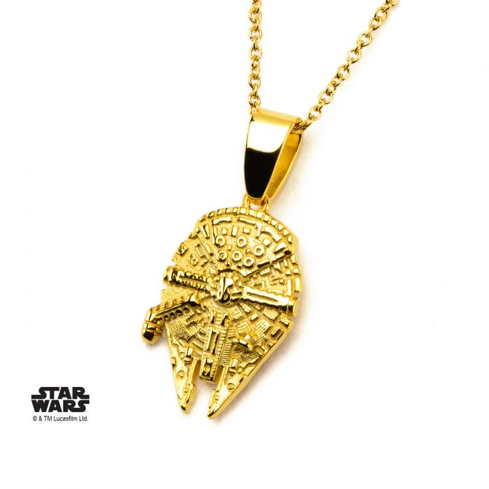Star Wars Gold Plated Millennium Falcon Pendant Necklace