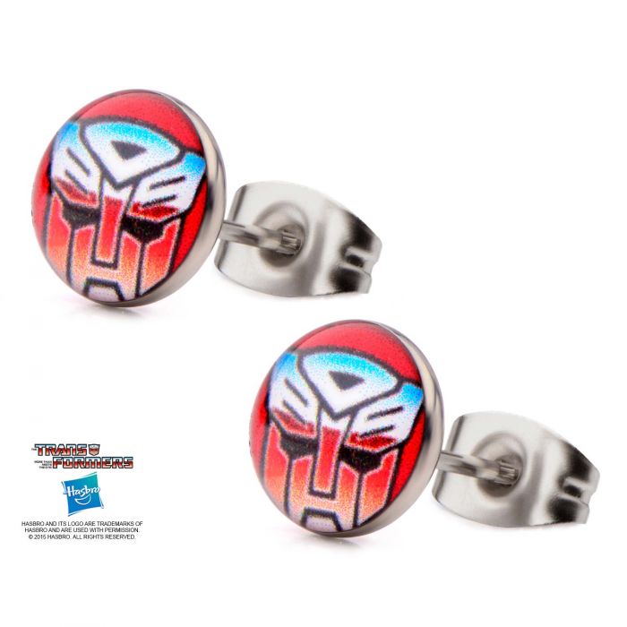 Transformers Printed Autobot Logo Stud Earrings